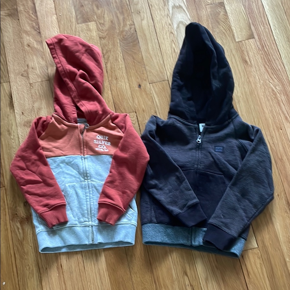 Quiksilver and billabong Kids' Colorblock Hoodies - Red and Black